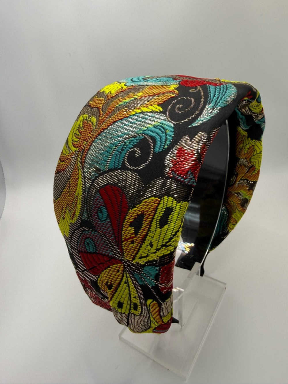 Floral butterfly Embroidered Padded Headband - Multicolor wide headband - Picture 4 of 7
